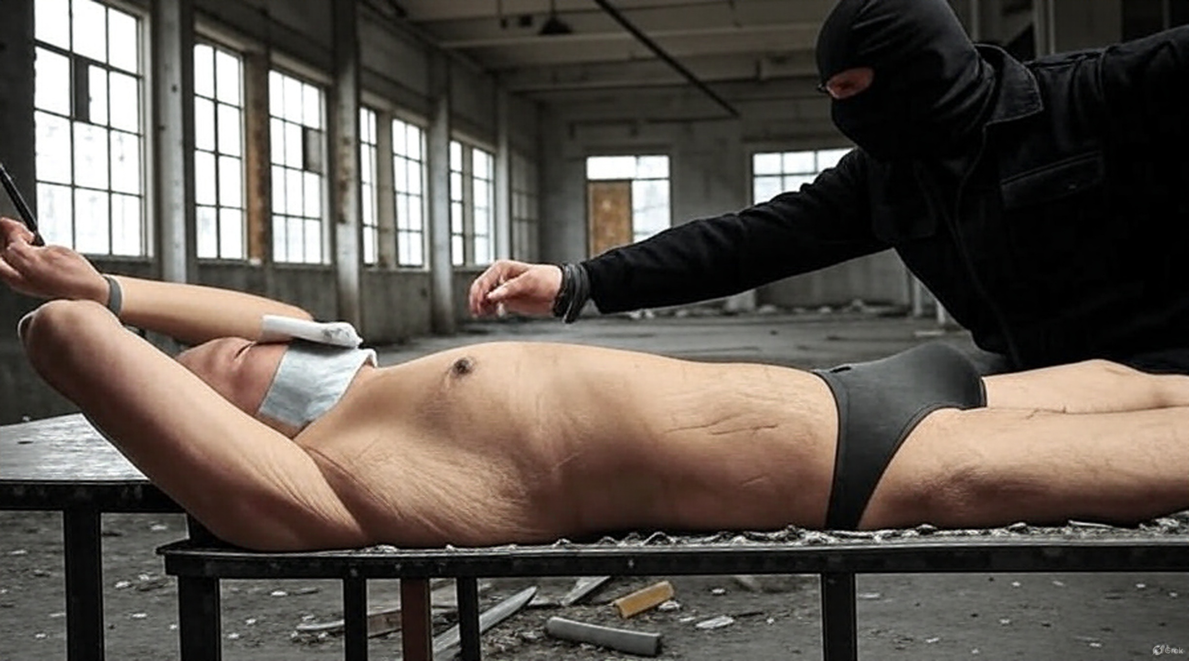 Tied up in a warehouse — 12
