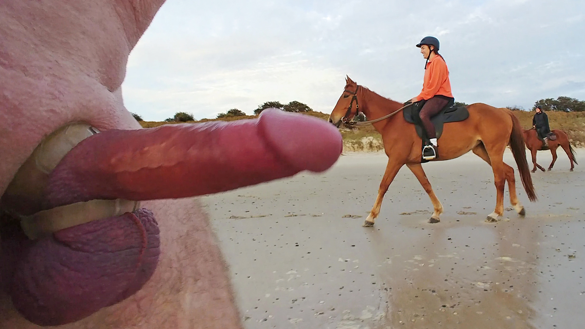 Public erection CFNM flasher on beach 4 cuties — 7