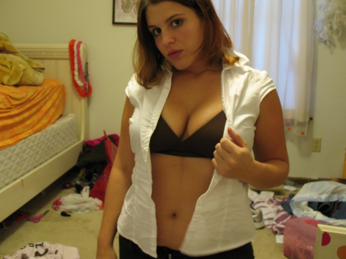 Dontleavethemayonnaiseout-White Shirt Black Bra — 21